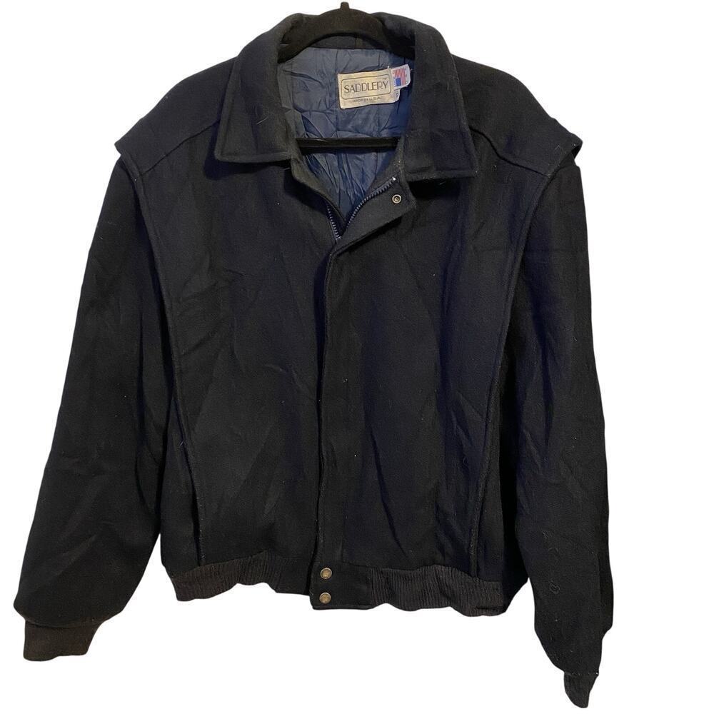Mens SzXL Vintage Saddlery USA Made Jacket Wool Nylon Wacky Trucker Outdoor Blue